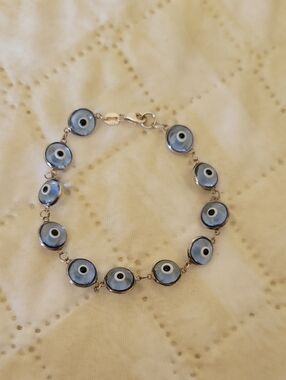 Blue Evil Eye Link Bracelet - Women Jewelry